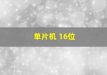 单片机 16位